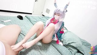 【原神!启动】见过这么骚的妹妹吗_蜜汁穴妹妹COS希_格雯_足交骑乘榨精_中出内射_科基纳